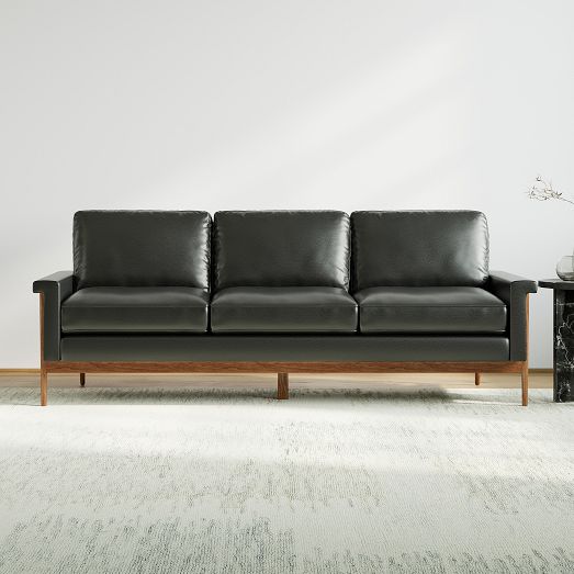 Open Box Leon Wood Frame Leather Sofa (68"82") West Elm