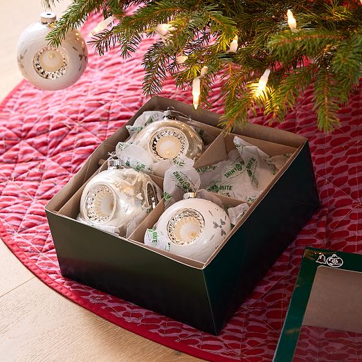 Shiny-Brite™ White Glass Ball Ornaments (Set of 4) | West Elm