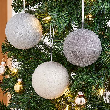 Sugar Dipped Tonal Ball Ornaments - Cool (Set of 3) | West Elm