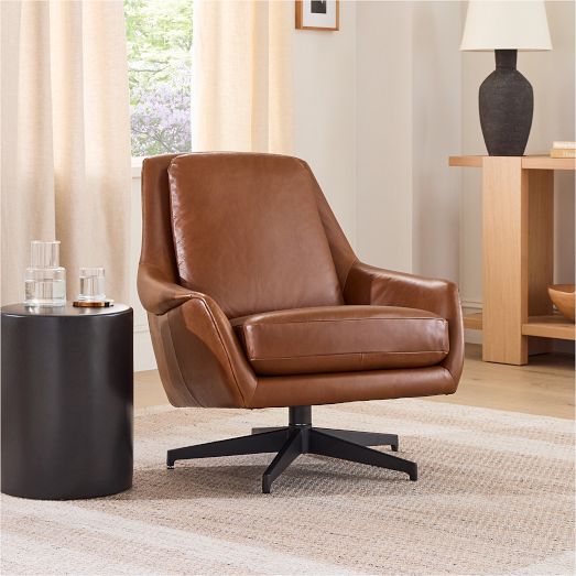 Lottie Leather Swivel Chair West Elm