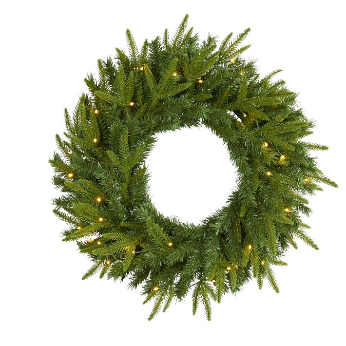 PreLit Faux Pine Wreath & Garland West Elm