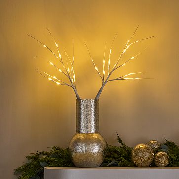 White Wrapped Light-Up Branches | West Elm