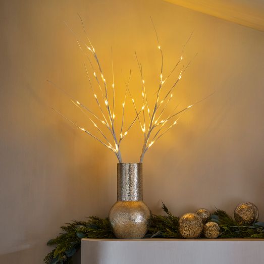 White Wrapped Light-Up Branches | West Elm