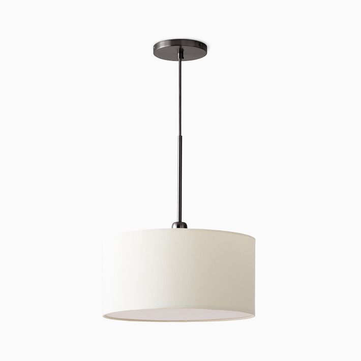 Short Drum Pendant Light - Natural Linen | West Elm