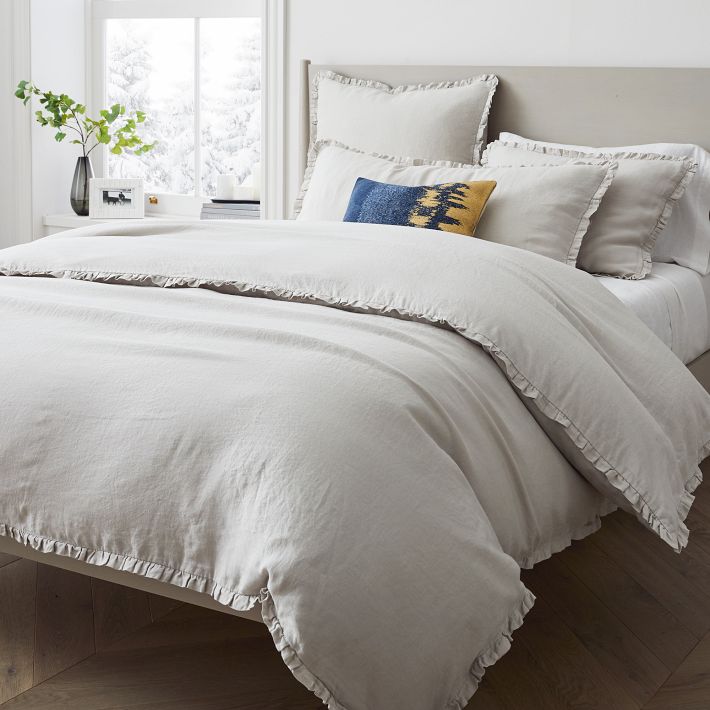 European Flax Linen Ruffle Duvet Cover & Shams West Elm