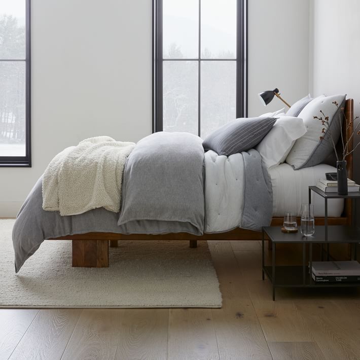 Organic Flannel Pinstripe Duvet Cover & Shams West Elm