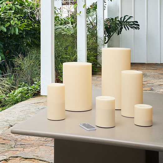 Outdoor Flickering Flameless Pillar Candles West Elm
