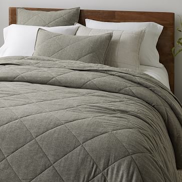 Organic Flannel Herringbone Coverlet & Shams | West Elm