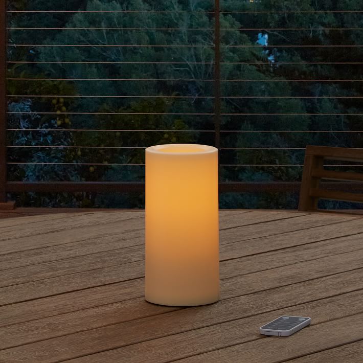Outdoor Flickering Flameless Pillar Candles West Elm