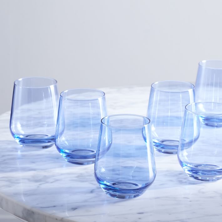 Estelle Colored Glass Stemless Wine Glass Set Of 6 West Elm 