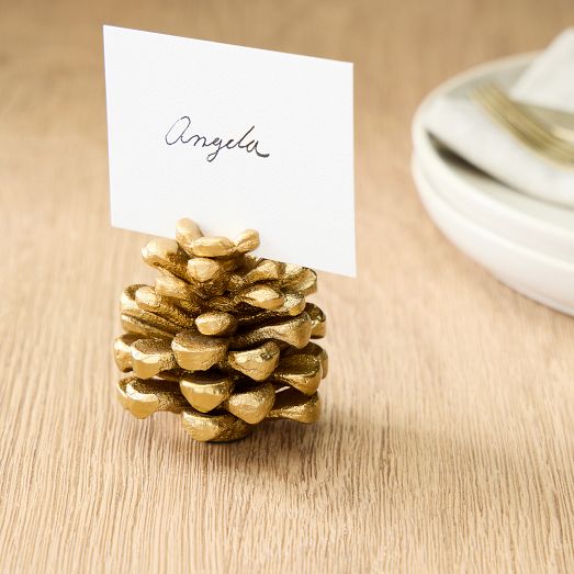 Forest Shine Metal Pinecone Placecard Holders West Elm
