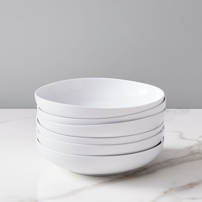 Organic Porcelain Low Bowls, White (Set of 6) West Elm