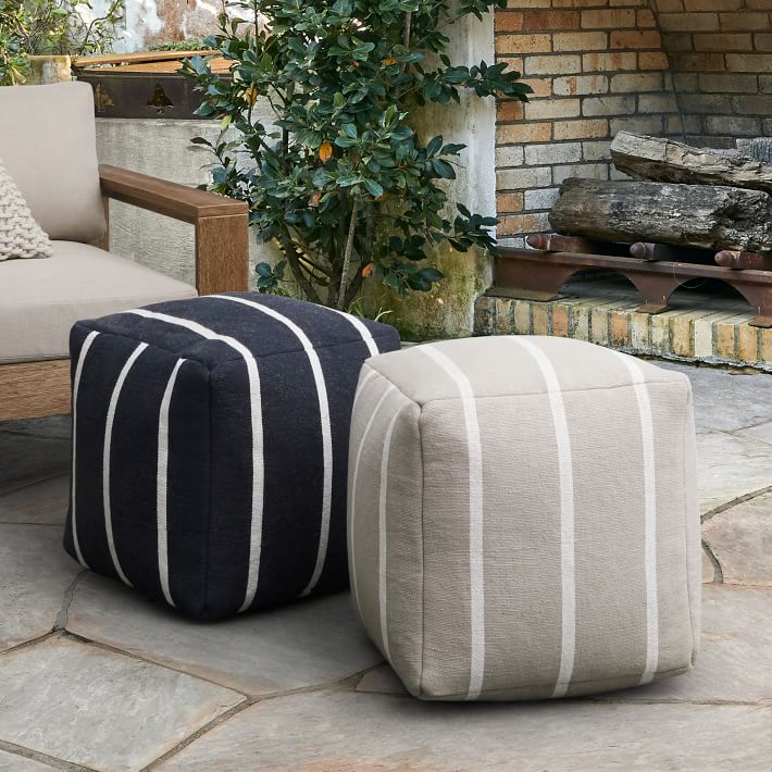 Simple Stripe Indoor/Outdoor Pouf West Elm