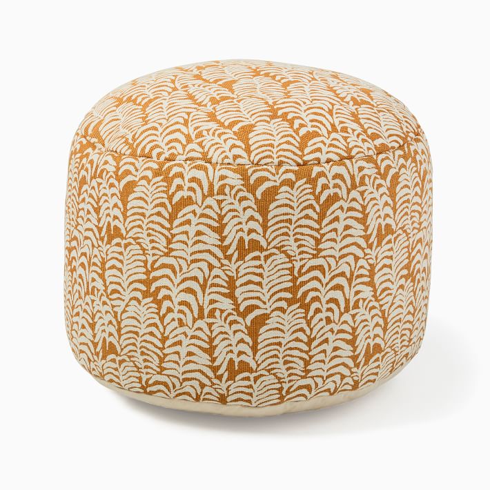 Palm Leaf Indoor/Outdoor Pouf | West Elm