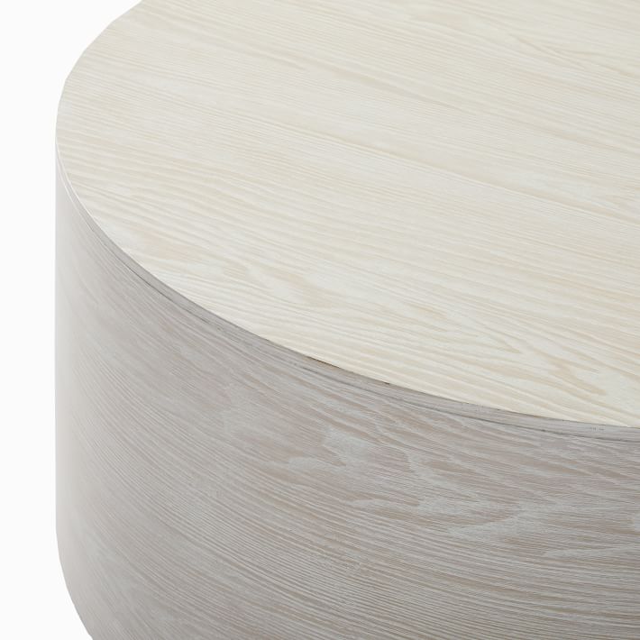 Volume Round Drum Coffee Table Wood Modern Living Room Furniture