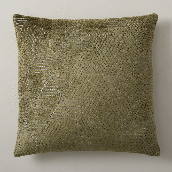 Geo Facet Jacquard Velvet Pillow Cover West Elm