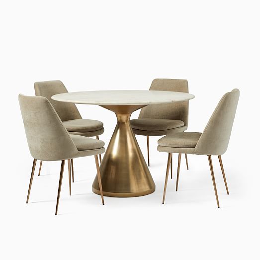 Silhouette Pedestal Round Dining Table & Finley Chair Set West Elm
