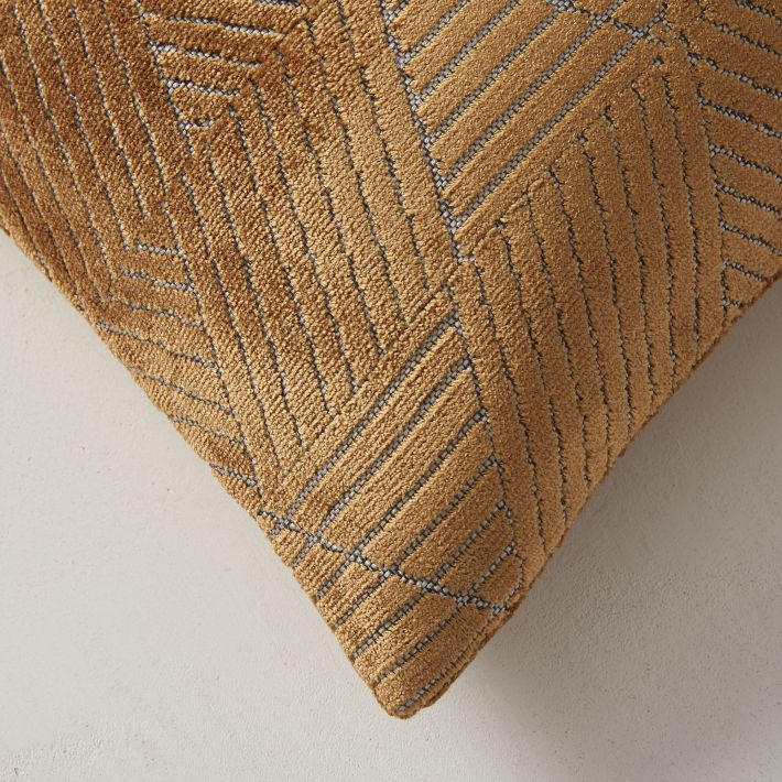 Geo Facet Jacquard Velvet Pillow Cover West Elm
