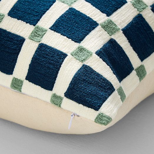 Crewel Geo Check Pillow Cover West Elm