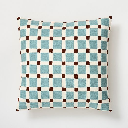 Crewel Geo Check Pillow Cover West Elm