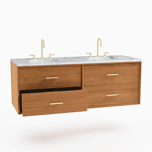 Mid-Century Floating Double Bathroom Vanity (63"–72") | West Elm