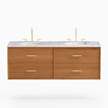 Mid-Century Floating Double Bathroom Vanity (63"–72") | West Elm