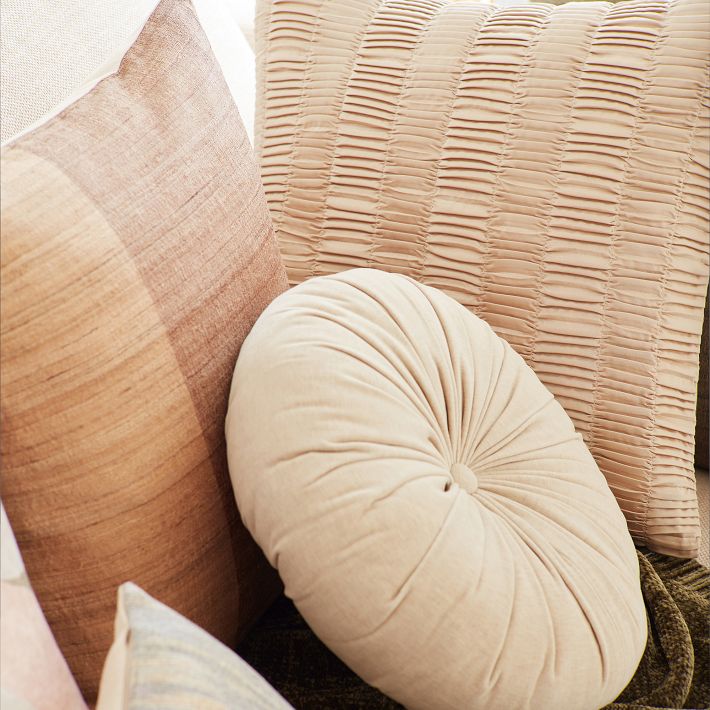 Classic Velvet Tufted Round Pillow West Elm