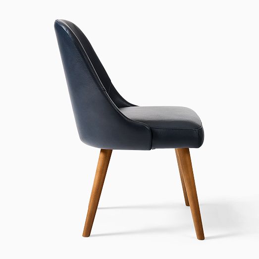 Mid-Century Leather Dining Chair - Wood Legs | West Elm