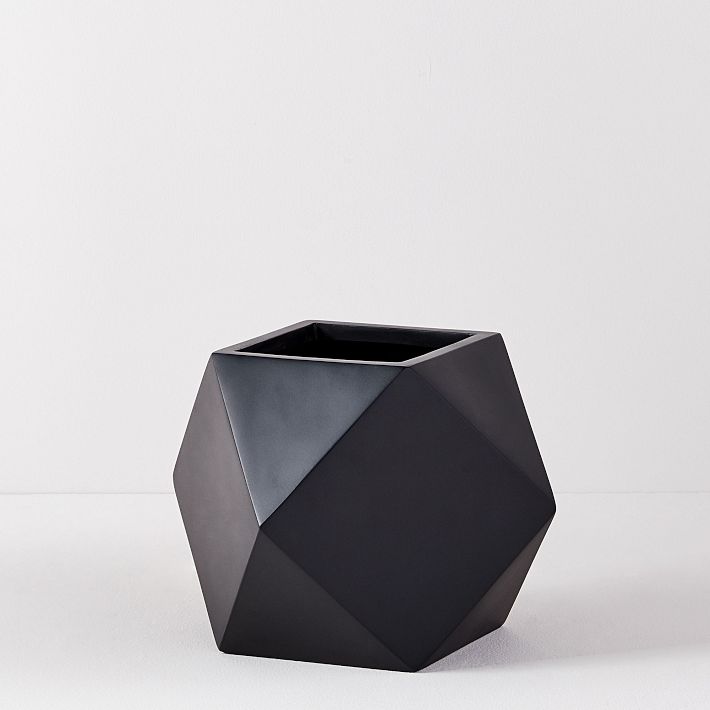 Faceted Modern Fiberstone Indoor/Outdoor Planters | West Elm