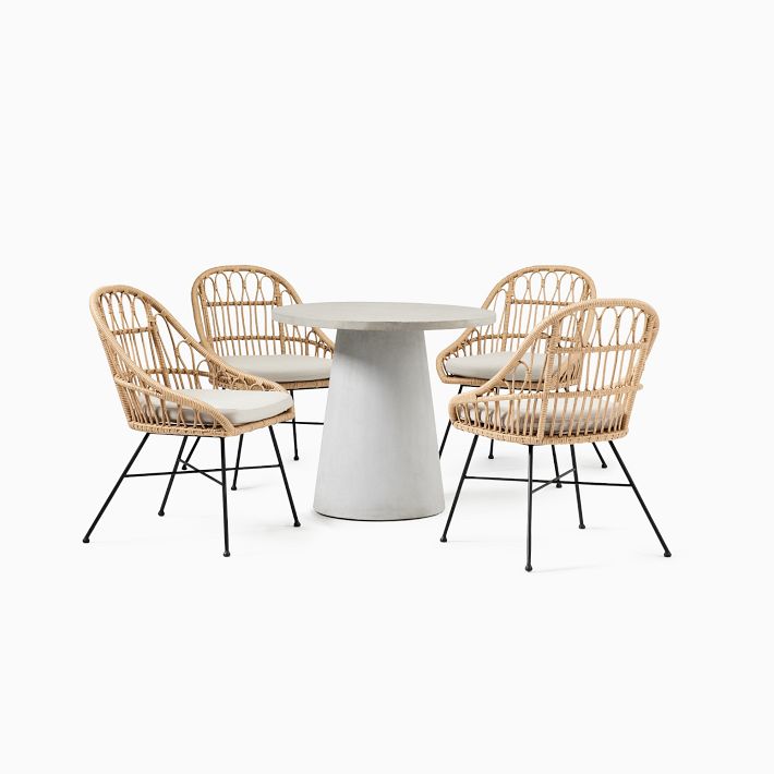 Outdoor Pedestal Bistro Table (32"60") & Palma Chairs Set West Elm