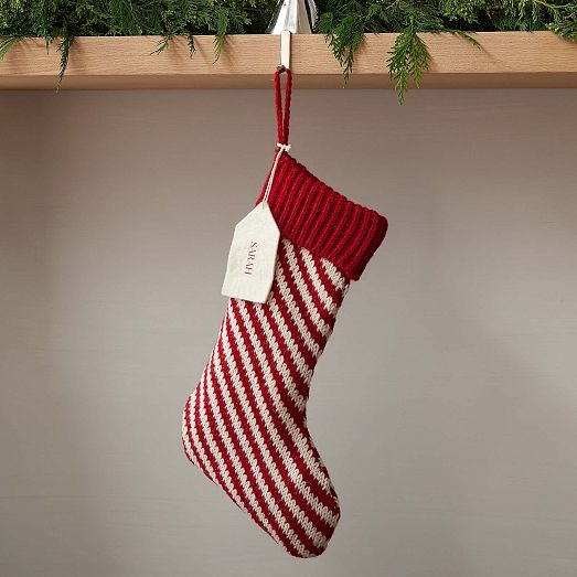 Candy Cane Striped Christmas Stocking | West Elm