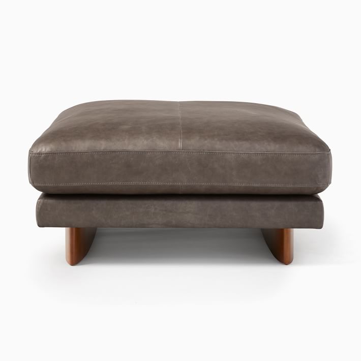 Anton Leather Ottoman Wood Legs West Elm