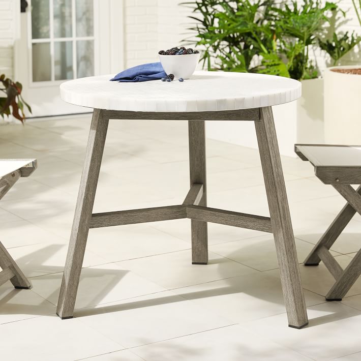Mosaic Tiled Outdoor Bistro Table White Marble West Elm