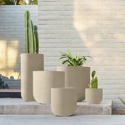 PLANTARA 18 in., 14 in. and 10 in. D Round Solid White Concrete Planter (Set of 3), Outdoor Modern Plant Pots for Garden