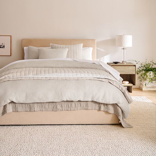 European Flax Linen Cotton Pick Stitch Quilt & Shams | West Elm