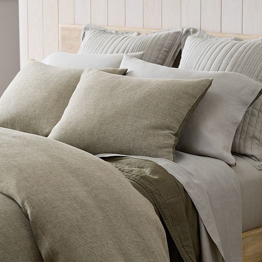 European Flax Linen Mini Waffle Duvet Cover & Shams | West Elm