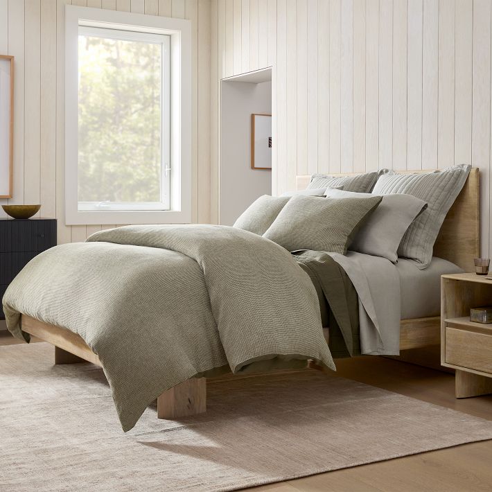 European Flax Linen Mini Waffle Duvet Cover & Shams West Elm