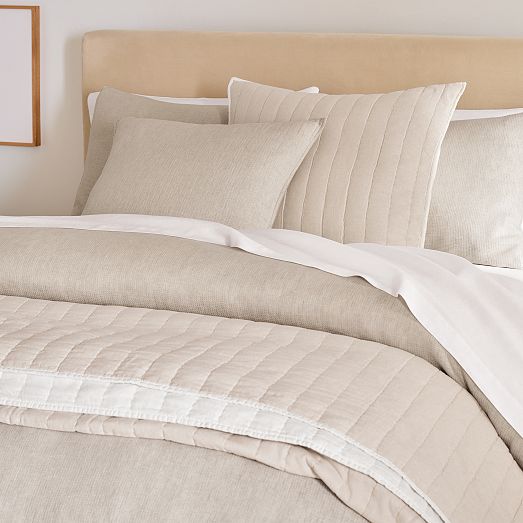 European Flax Linen Cotton Pick Stitch Quilt & Shams | West Elm