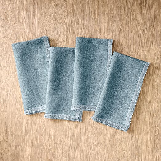 Frayed Edge Linen Napkin Sets West Elm