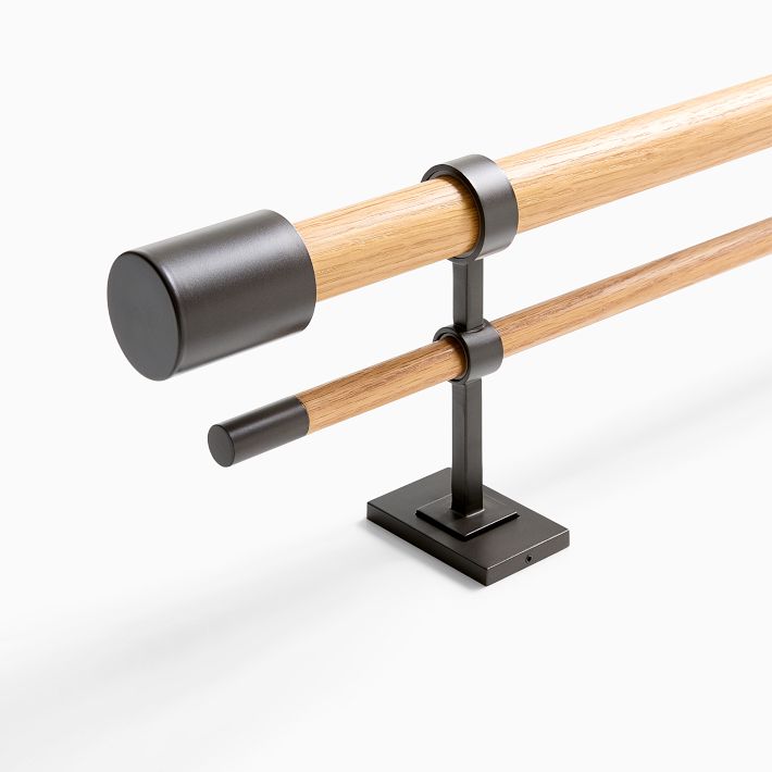 MidCentury Double Curtain Rod Natural Oak/Dark Bronze West Elm