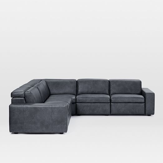 Enzo Leather 5Piece LShaped Reclining Sectional (114") West Elm
