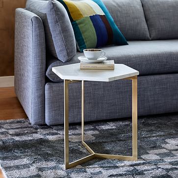 Hex Side Table 15 5 Antique Brass