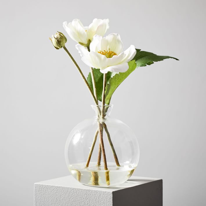 Faux Potted White Anemone Stem West Elm
