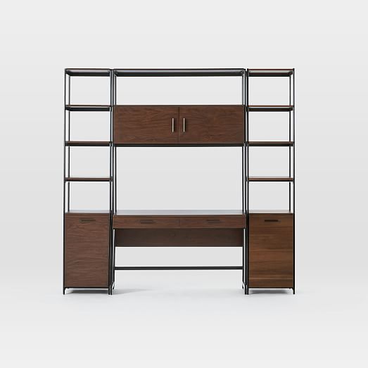 Foundry Narrow Bookcase & Desk Set (84") Dark Walnut West Elm