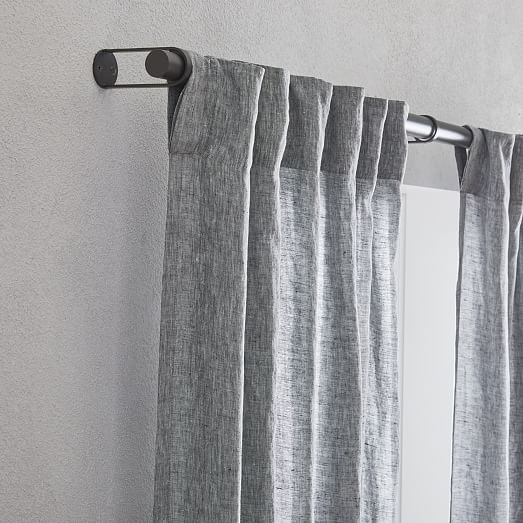 European Flax Linen & Luster Velvet Curtain - Slate/Pewter | West Elm