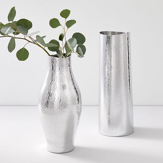 Hammered Metal Vases & Bowls Silver West Elm