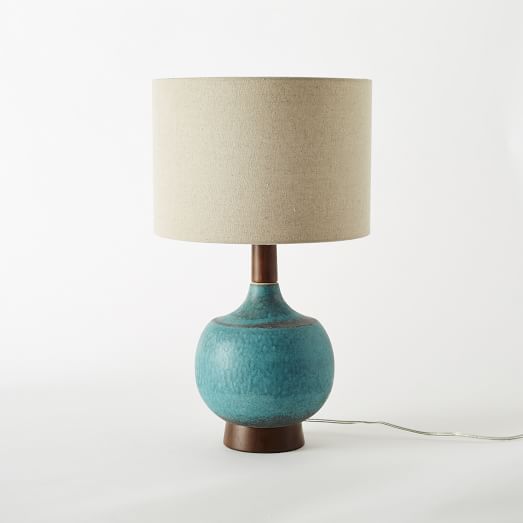 west elm blue lamp