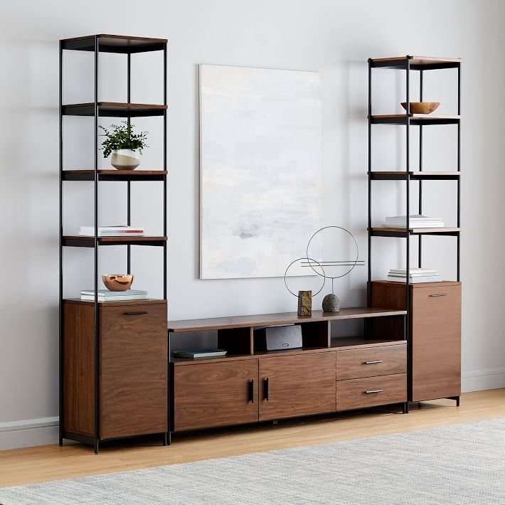 Foundry Narrow Bookcase & Console Set Dark Walnut West Elm