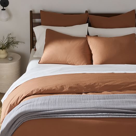 Organic Washed Cotton Percale Duvet Cover & Shams West Elm