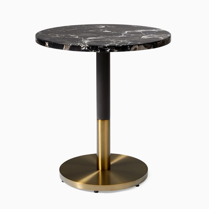 Black Marble Round Continental Table - Tea Height (25